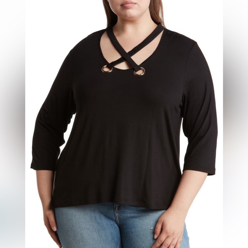 NWT Nordstrom Cross Neck Grommet Top by T Tahari